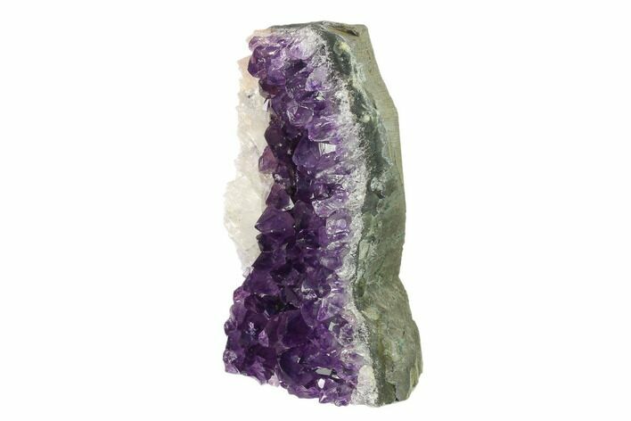 Amethyst Cut Base Crystal Cluster with Calcite - Uruguay #135114